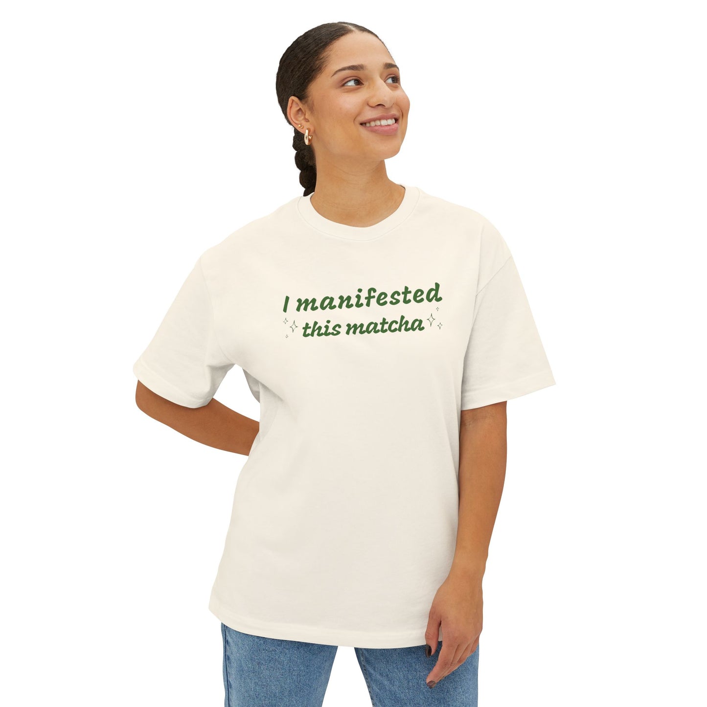 I Manifested This Matcha Unisex Oversized Boxy Tee