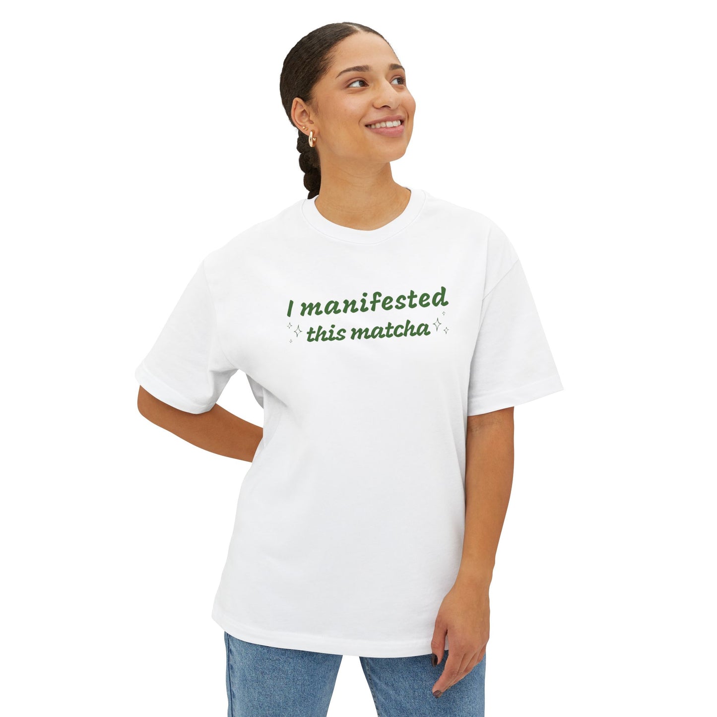 I Manifested This Matcha Unisex Oversized Boxy Tee
